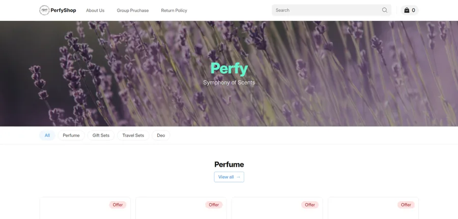 Perfy online store built with Store.link